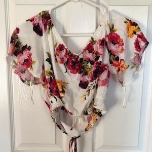 Off the should crop-top (open back)